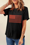 US Flag Round Neck Short Sleeve T-Shirt - Trendsi - Flyclothing LLC