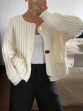 Button-Front Knit Cardigan with Pockets - Trendsi - Flyclothing LLC