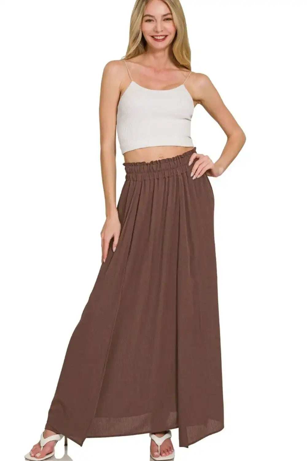 Zenana Woven Crinkle Gauze Long Skirts - Trendsi - Flyclothing LLC