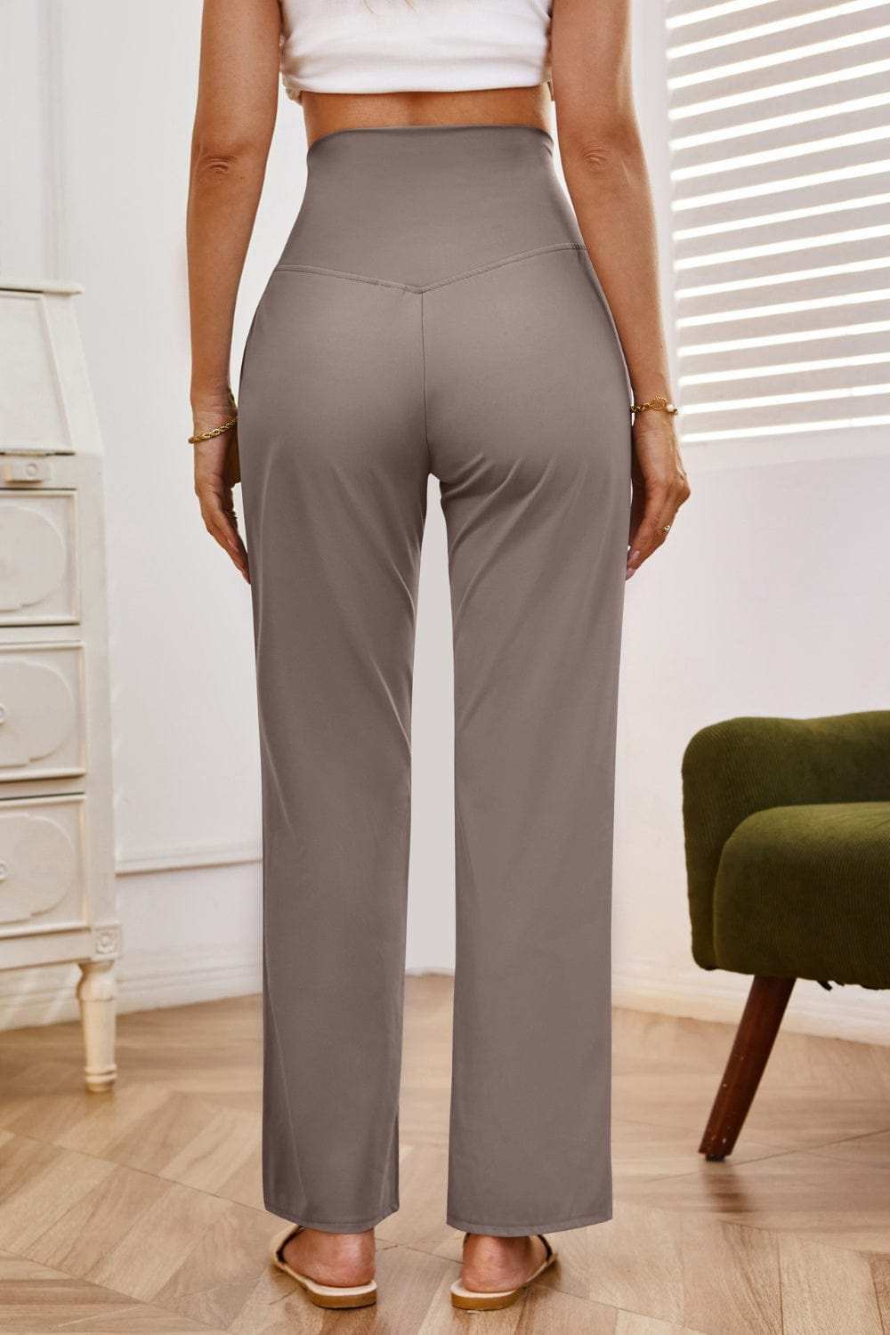 High Waist Wide Leg Pants with Pockets - Trendsi - Flyclothing LLC