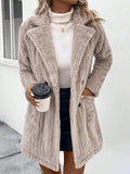 Fuzzy Button Up Long Sleeve Coat with Pockets - Trendsi - Flyclothing LLC