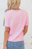 Color Block Round Neck Short Sleeve T Shirt - Trendsi - Flyclothing LLC