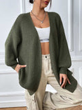 Open Front Long Sleeve Cardigan - Trendsi - Flyclothing LLC