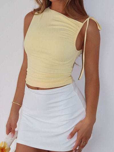 Lovelet Ruched Asymmetrical Neck Cami - Trendsi - Flyclothing LLC