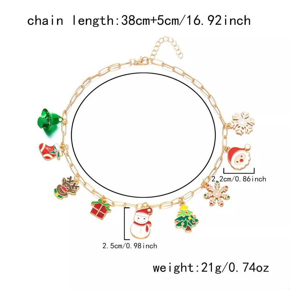 18K Gold-Plated Resin Christmas Theme Necklace - Trendsi - Flyclothing LLC