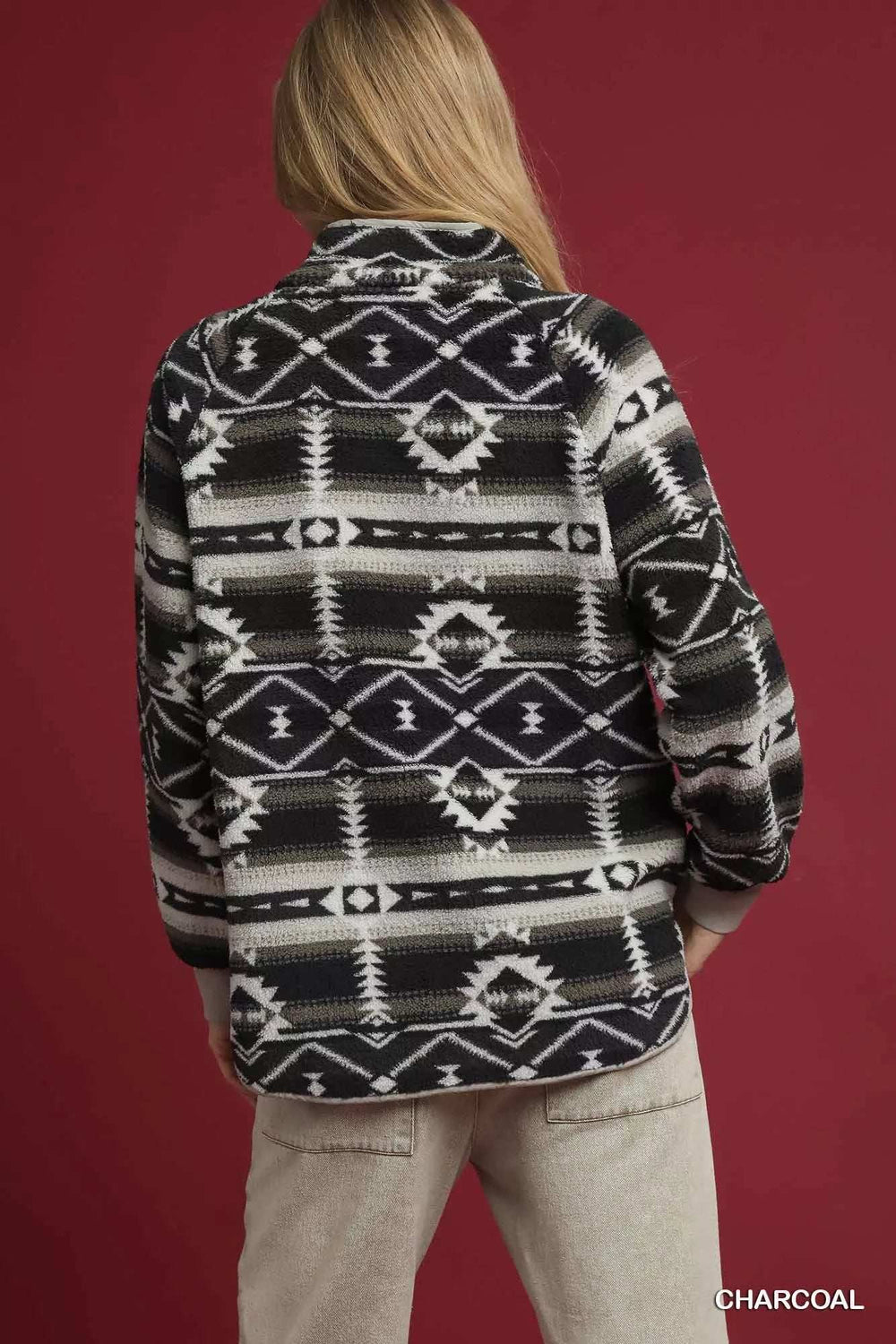 Umgee Aztec Print Sherpa Pullover - Trendsi - Flyclothing LLC