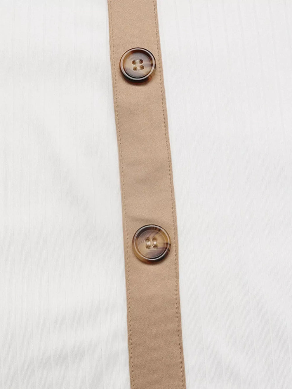 Decor Button Round Neck Short Sleeve Blouse - Trendsi - Flyclothing LLC