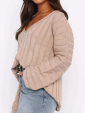 V-Neck Dropped Shoulder Sweater - Trendsi - Flyclothing LLC