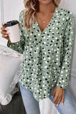 Printed V-Neck Long Sleeve Blouse - Trendsi - Flyclothing LLC