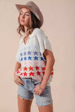 SO ME Fourth Of July Stars Loose Fit Knit Top - Trendsi - Flyclothing LLC