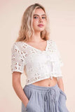 VERY J Front Tie Crochet Crop Top - Trendsi - Flyclothing LLC
