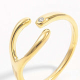 925 Sterling Silver Inlaid Zircon Open Ring - Trendsi - Flyclothing LLC