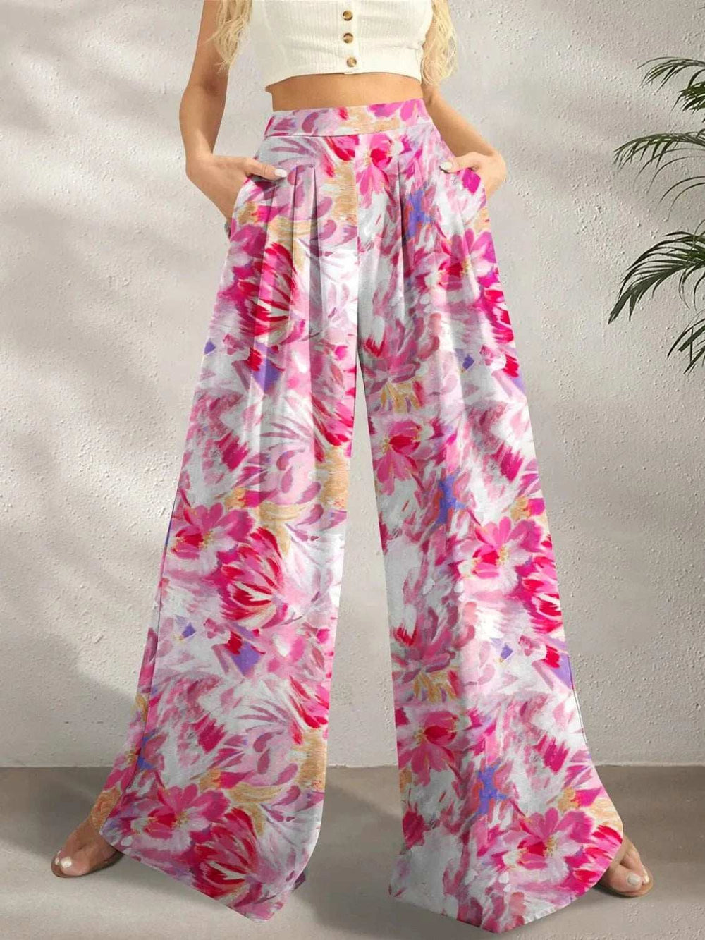 Printed Wide Leg Pants - Trendsi - Flyclothing LLC