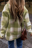 Pocketed Plaid Collared Neck Shacket - Trendsi - Flyclothing LLC