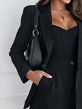 One Button Lapel Collar Blazer and Shorts Set - Trendsi - Flyclothing LLC