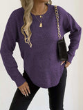 Textured Knit Relaxed Fit Round Neck Sweater - Trendsi - Flyclothing LLC