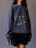 Skeleton Graphic Oversized Sweatshirt - Trendsi - Flyclothing LLC