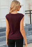 Cutout Round Neck Cap Sleeve T-Shirt - Trendsi - Flyclothing LLC