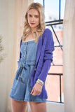 Davi & Dani Fringe V-Neck Button Up Long Sleeve Cardigan - Trendsi - Flyclothing LLC