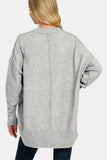 Zenana High-Low Hem Drop Shoulder Sweater - Trendsi - Flyclothing LLC