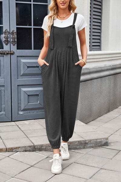 Lovelet Knotted Strap Overalls with Pockets - Trendsi - Flyclothing LLC