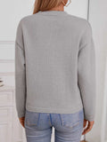 Pocketed Notched Long Sleeve Knit Top - Trendsi - Flyclothing LLC