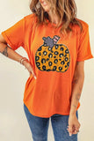 Pumpkin Round Neck Short Sleeve T-Shirt - Trendsi - Flyclothing LLC