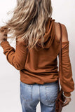 Cold Shoulder Long Sleeve Hoodie - Trendsi - Flyclothing LLC