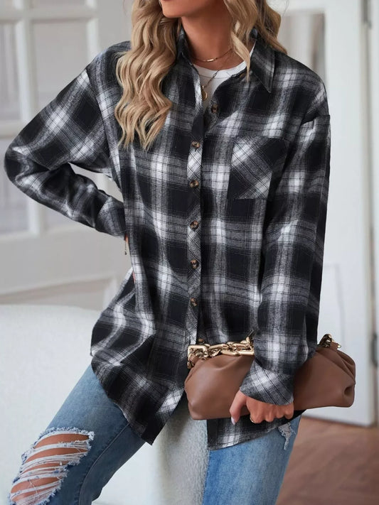 Casual Plaid Button Up Shirt - Trendsi - Flyclothing LLC
