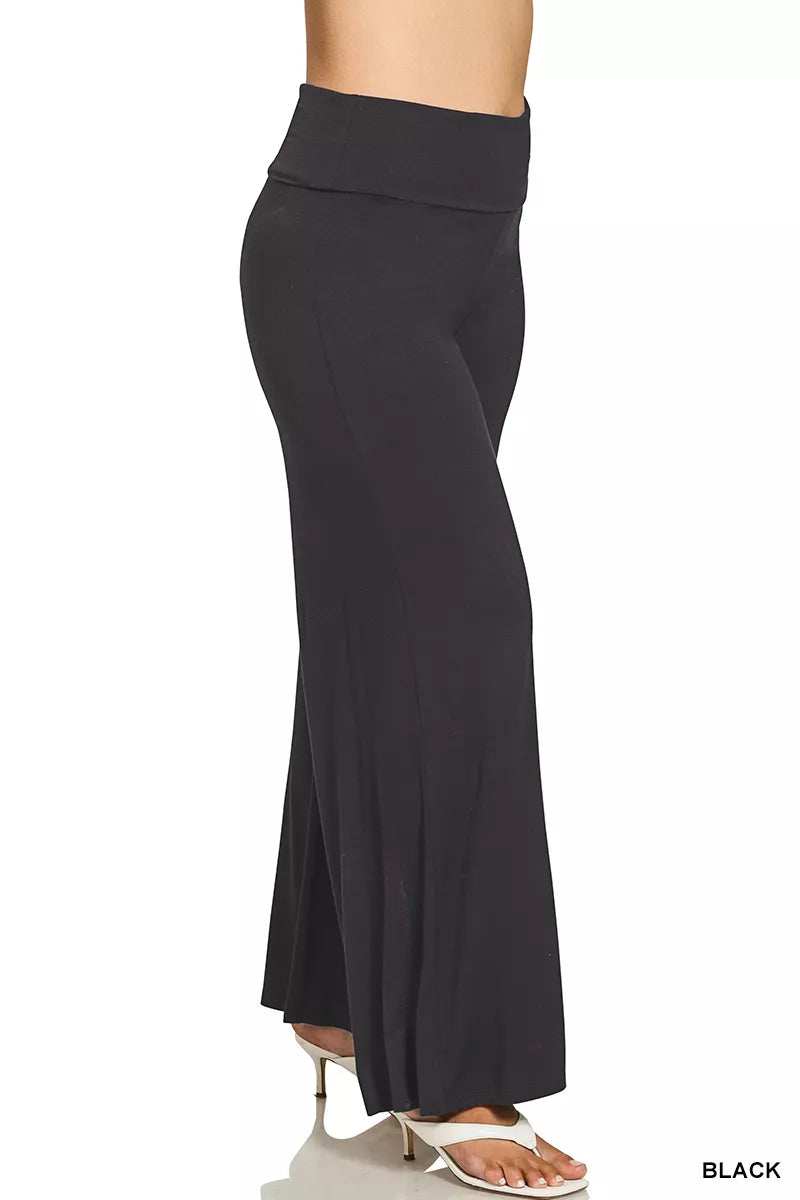 Zenana Full Size Fold Over Waist Comfy Wide Leg Pants Plus Size - Trendsi - Flyclothing LLC