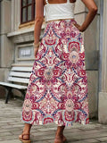 Smocked Printed High Waist Skirt - Trendsi - Flyclothing LLC