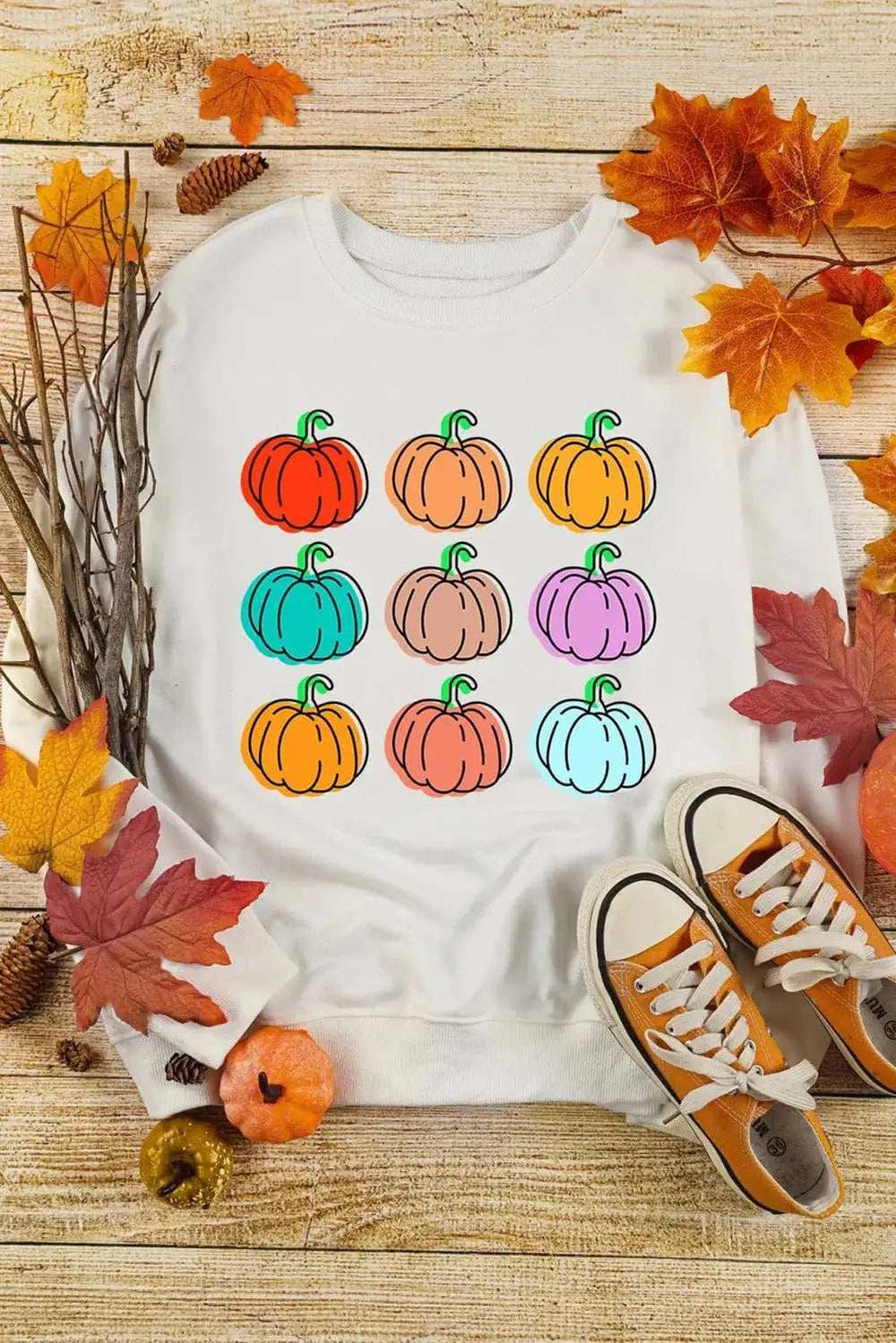 Pumpkin Graphic Long Sleeve Sweatshirt - Trendsi - Flyclothing LLC