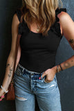 Ruffled Round Neck Tank - Trendsi - Flyclothing LLC