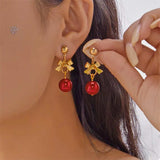 Christmas 18K Gold-Plated Ball Drop Earrings - Trendsi - Flyclothing LLC