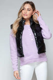 Snobbish Zip Up Turtleneck Shiny Quilted Vest - Trendsi - Flyclothing LLC