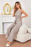 Sleeveless Button Front Top and Wide Leg Pants Set - Trendsi - Flyclothing LLC