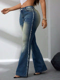 Side Raw Hem Flare Jeans - Trendsi - Flyclothing LLC