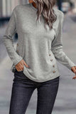 Decorative Button Round Neck Long Sleeve Top - Trendsi - Flyclothing LLC