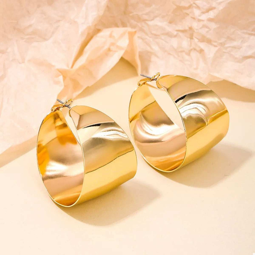 Alloy Wide Hoop Earrings - Trendsi - Flyclothing LLC