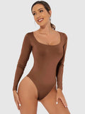 Full Size Scoop Neck Long Sleeve Bodysuit - Trendsi - Flyclothing LLC