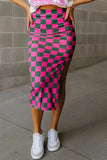 Split Checkered Midi Skirt - Trendsi - Flyclothing LLC