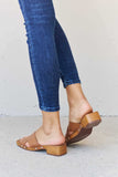 Weeboo Step Into Summer Criss Cross Wooden Clog Mule in Brown - Trendsi - Flyclothing LLC
