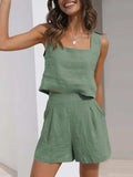 Square Neck Tank and Shorts Set - Trendsi - Flyclothing LLC