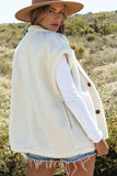 Fuzzy Mock Neck Button Up Vest Coat - Trendsi - Flyclothing LLC