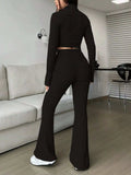 Zip Up Long Sleeve Top and Pants Set - Trendsi - Flyclothing LLC