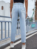 Distressed Straight Jeans with Pockets - Trendsi - Flyclothing LLC