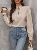 Tied Striped Long Sleeve Blouse - Trendsi - Flyclothing LLC