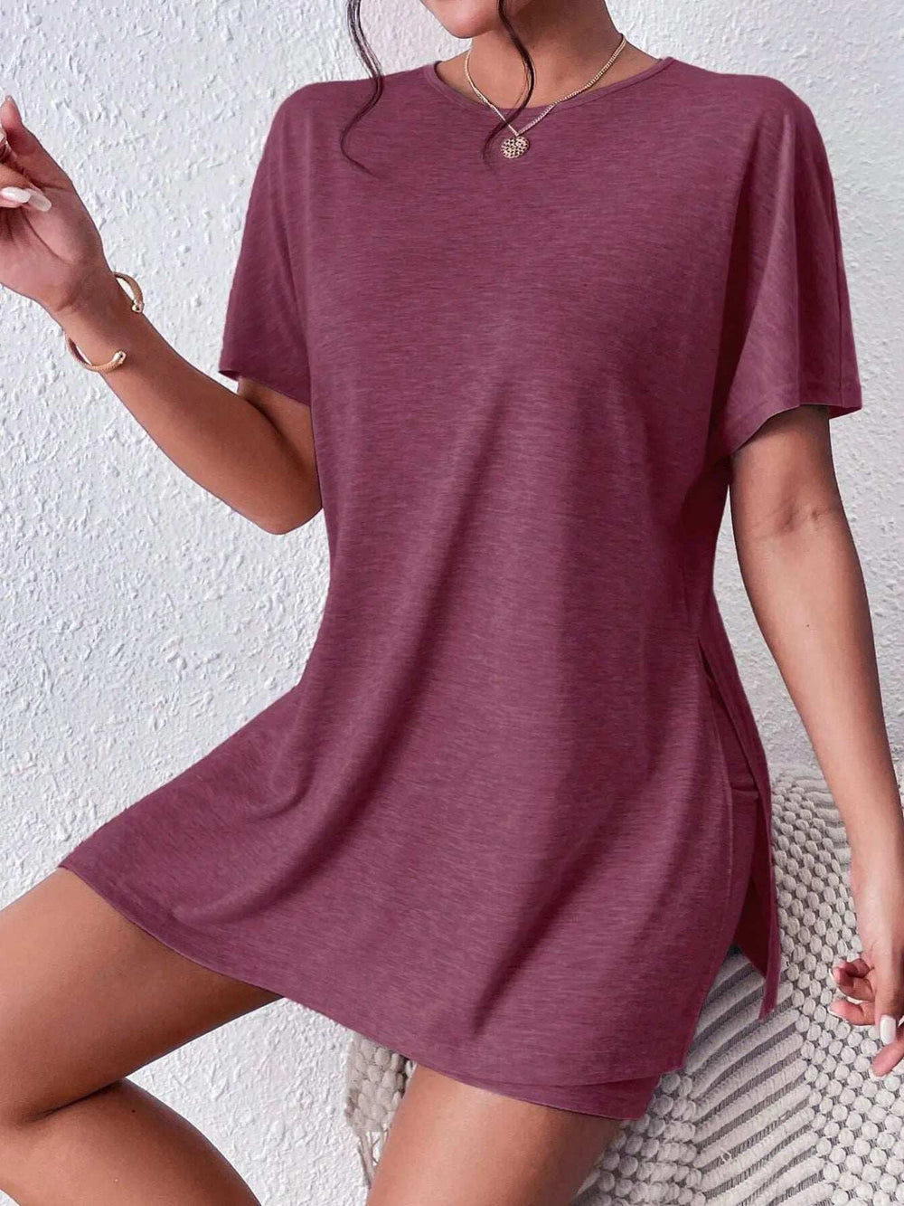 Casual Round Neck T-Shirt and Shorts Set - Trendsi - Flyclothing LLC