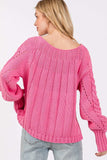 SAGE + FIG Cable-Knit Long Sleeve Sweater - Trendsi - Flyclothing LLC