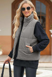 Pocketed Zip Up Turtleneck Vest Coat - Trendsi - Flyclothing LLC